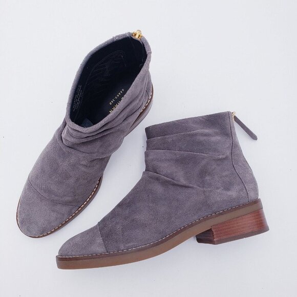 Cole Haan Riona Grand Back Zip Bootie Slouch Ankle Boot Gray Suede Women's 7.5 - Picture 1 of 11